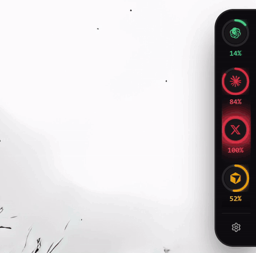 Agent Notch HUD live quota rings and handoff demo